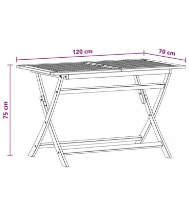 vidaXL Folding Garden Table 120x70x75 cm Solid Eucalyptus Wood