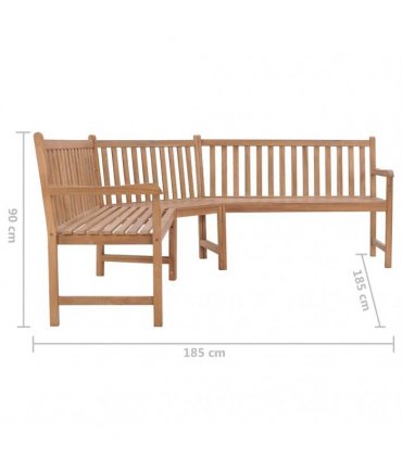 vidaXL Garden Corner Bench 185x185x90 cm Solid Teak Wood
