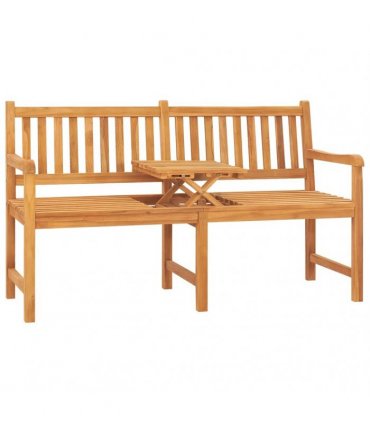 vidaXL 3-Seater Garden Bench with Table 150 cm Solid Teak Wood