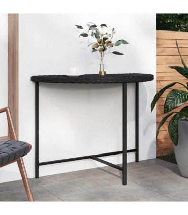 vidaXL Garden Table Black 100x50x75 cm Poly Rattan