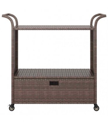 vidaXL Bar Cart with Drawer Brown 100x45x97 cm Poly Rattan