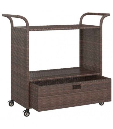 vidaXL Bar Cart with Drawer Brown 100x45x97 cm Poly Rattan