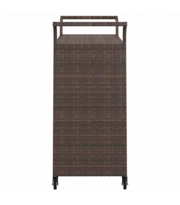 vidaXL Bar Cart with Drawer Brown 100x45x97 cm Poly Rattan
