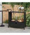 vidaXL Bar Cart with Drawer Black 100x45x97 cm Poly Rattan