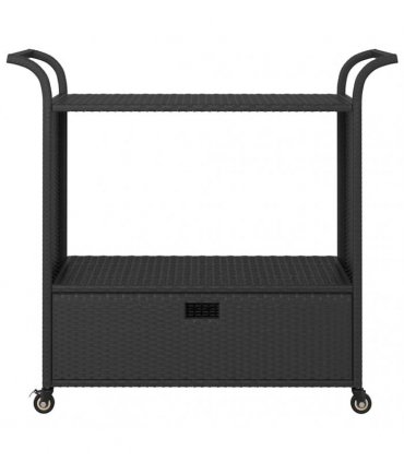 vidaXL Bar Cart with Drawer Black 100x45x97 cm Poly Rattan