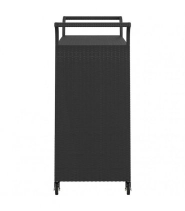 vidaXL Bar Cart with Drawer Black 100x45x97 cm Poly Rattan