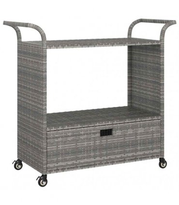 vidaXL Bar Cart with Drawer Grey 100x45x97 cm Poly Rattan