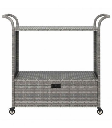 vidaXL Bar Cart with Drawer Grey 100x45x97 cm Poly Rattan