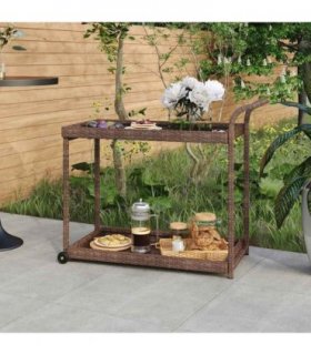vidaXL Bar Cart Brown 100x45x83 cm Poly Rattan