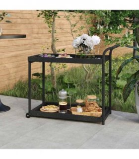 vidaXL Bar Cart Black 100x45x83 cm Poly Rattan