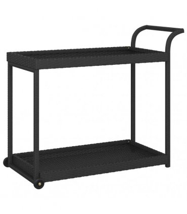vidaXL Bar Cart Black 100x45x83 cm Poly Rattan