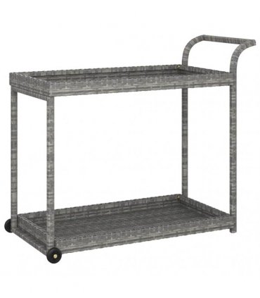 vidaXL Bar Cart Grey 100x45x83 cm Poly Rattan