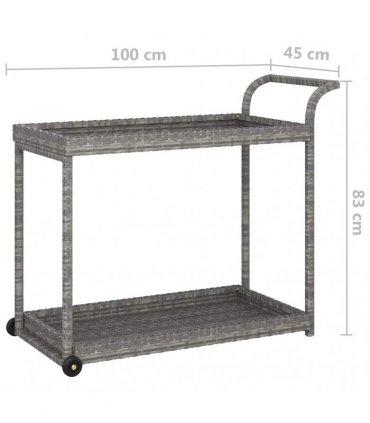 vidaXL Bar Cart Grey 100x45x83 cm Poly Rattan