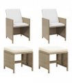 vidaXL Garden Chairs with Stools 2 pcs Poly Rattan Beige