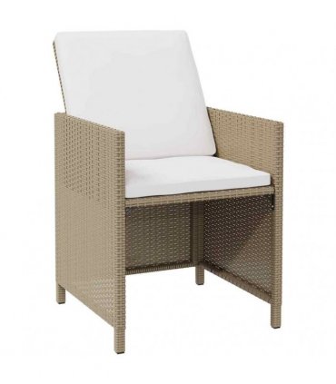 vidaXL Garden Chairs with Stools 2 pcs Poly Rattan Beige