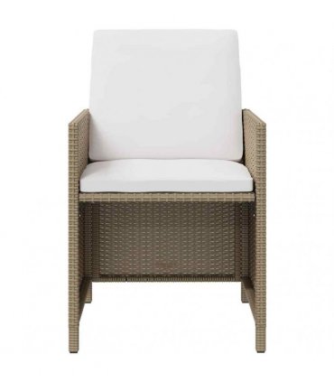 vidaXL Garden Chairs with Stools 2 pcs Poly Rattan Beige