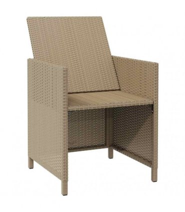 vidaXL Garden Chairs with Stools 2 pcs Poly Rattan Beige