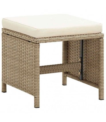 vidaXL Garden Chairs with Stools 2 pcs Poly Rattan Beige