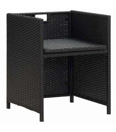vidaXL Garden Dining Chairs with Cushions 4 pcs Black Poly Rattan
