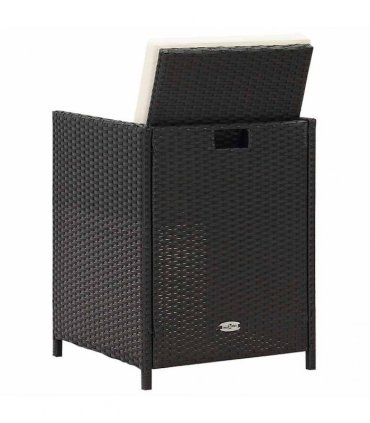 vidaXL Garden Dining Chairs with Cushions 4 pcs Black Poly Rattan