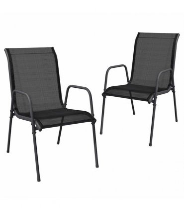 vidaXL Garden Chairs 2 pcs Steel and Textilene Black