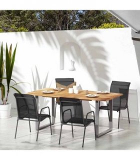 vidaXL Garden Chairs 4 pcs Steel and Textilene Black