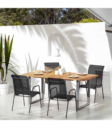 vidaXL Garden Chairs 4 pcs Steel and Textilene Black