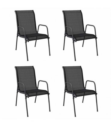 vidaXL Garden Chairs 4 pcs Steel and Textilene Black