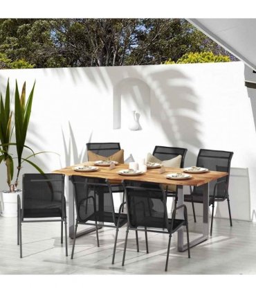 vidaXL Garden Chairs 6 pcs Steel and Textilene Black