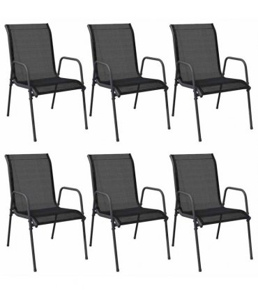 vidaXL Garden Chairs 6 pcs Steel and Textilene Black