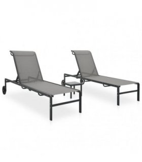 vidaXL Sun Loungers 2 pcs with Table Textilene and Steel