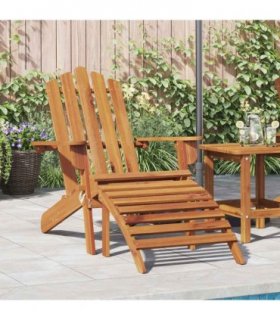 vidaXL Garden Adirondack Chair with Footrest Solid Acacia Wood
