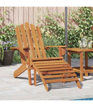 vidaXL Garden Adirondack Chair with Footrest Solid Acacia Wood