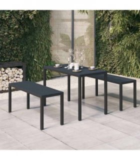 vidaXL 3 Piece Garden Dining Set Steel and WPC Black