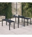 vidaXL 3 Piece Garden Dining Set Steel and WPC Black