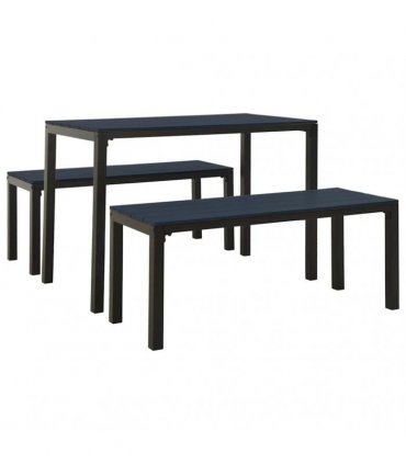 vidaXL 3 Piece Garden Dining Set Steel and WPC Black