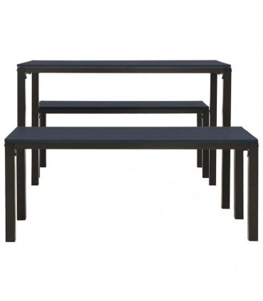 vidaXL 3 Piece Garden Dining Set Steel and WPC Black