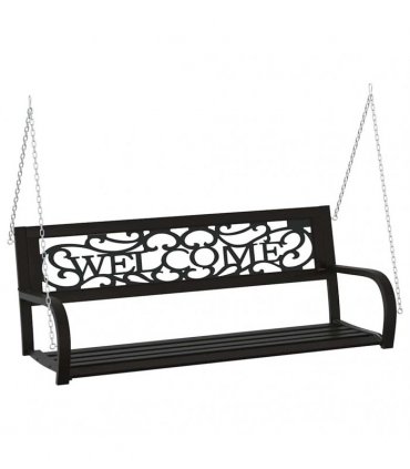 vidaXL Garden Swing Bench 125 cm Steel and Plastic Black