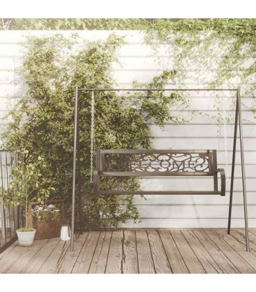 vidaXL Garden Swing Bench 125 cm Steel and Plastic Black