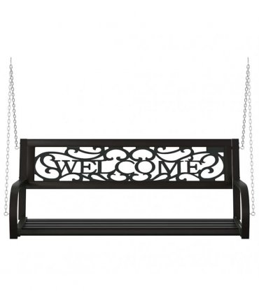 vidaXL Garden Swing Bench 125 cm Steel and Plastic Black