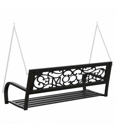 vidaXL Garden Swing Bench 125 cm Steel and Plastic Black