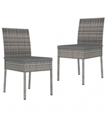 vidaXL Garden Dining Chairs 2 pcs Poly Rattan Grey