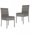vidaXL Garden Dining Chairs 2 pcs Poly Rattan Grey