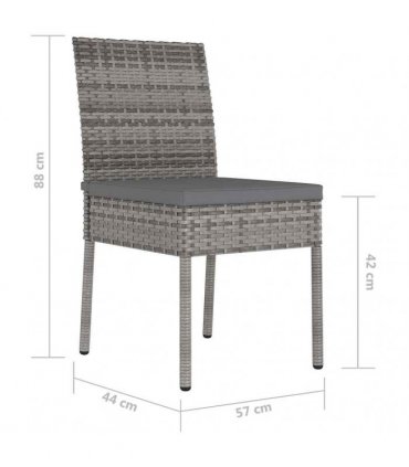 vidaXL Garden Dining Chairs 2 pcs Poly Rattan Grey
