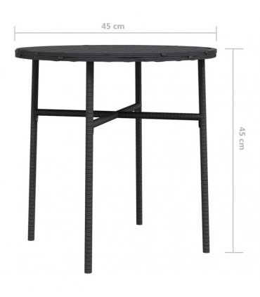 vidaXL Tea Table Black 45 cm Poly Rattan