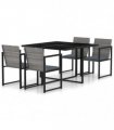 vidaXL 5 Piece Outdoor Dining Set with Cushions Poly Rattan Grey