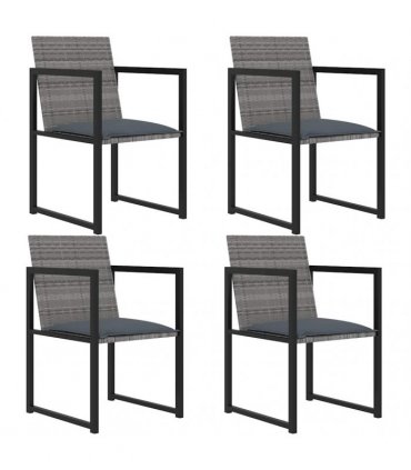 vidaXL 5 Piece Outdoor Dining Set with Cushions Poly Rattan Grey