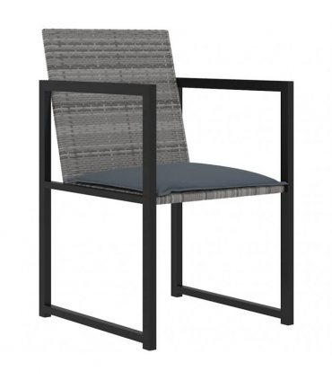 vidaXL 5 Piece Outdoor Dining Set with Cushions Poly Rattan Grey
