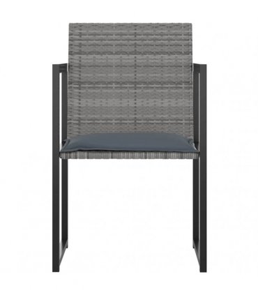 vidaXL 5 Piece Outdoor Dining Set with Cushions Poly Rattan Grey