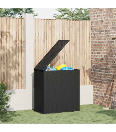 vidaXL Garden Cushion Box PE Rattan 100x49x103,5 cm Black